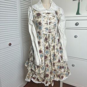 Doll-style Dress with White Blouse